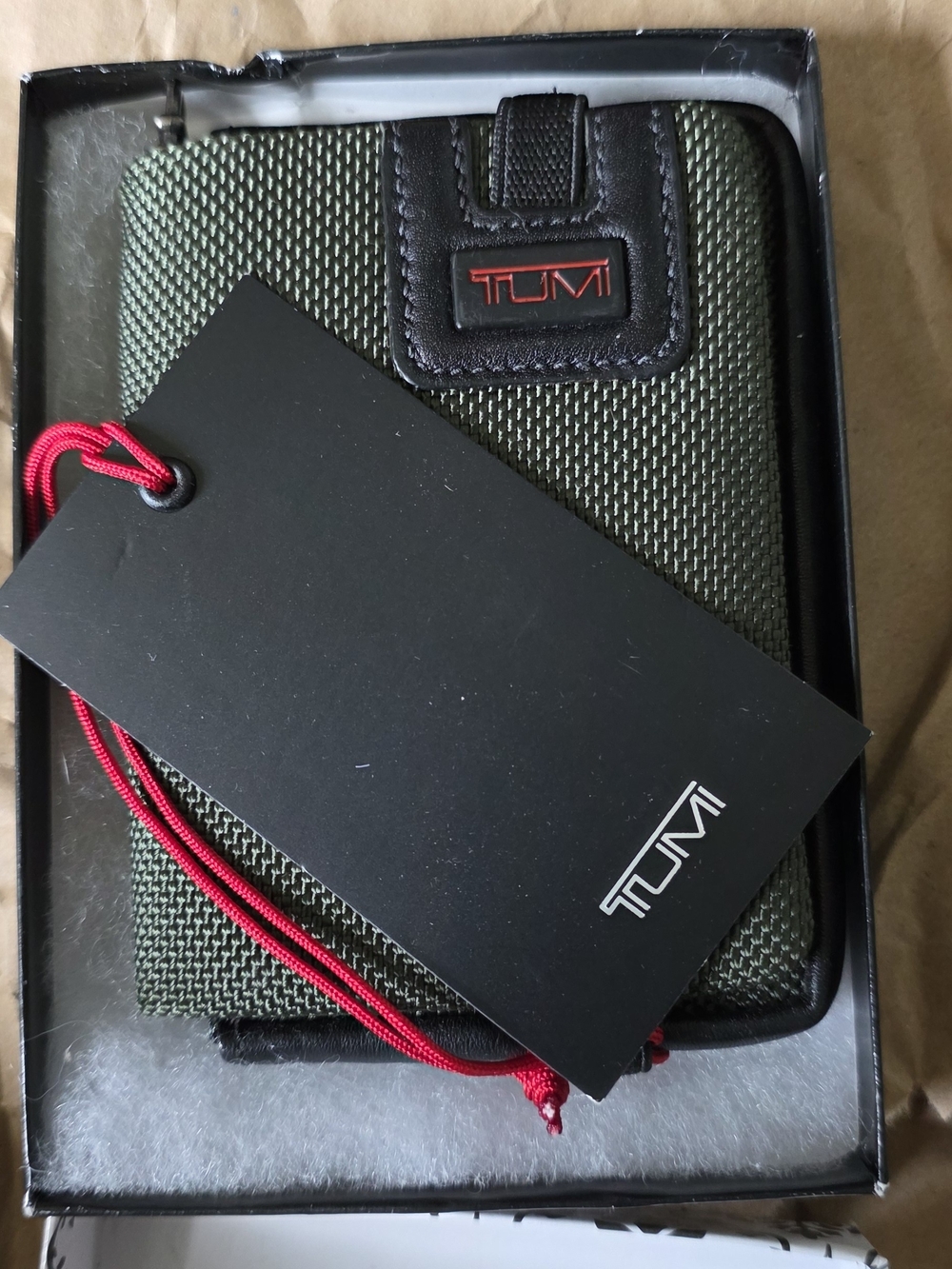 TUMI Green Nylon Travel Wallet